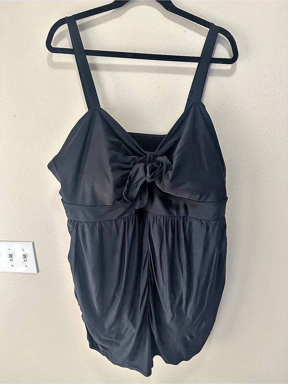 Bloomchic Mesh Knotted Front Adjustable Swim Dress Black US 22-24
